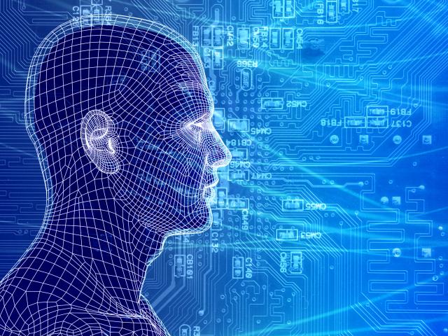A stylized image of a computer generated human profile